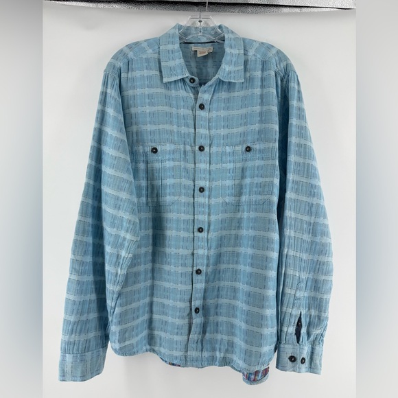Carbon 2 Cobalt  Men’s Blue Sea‎ Change Chambray Patchwork Madras Gauze size M - Picture 2 of 14